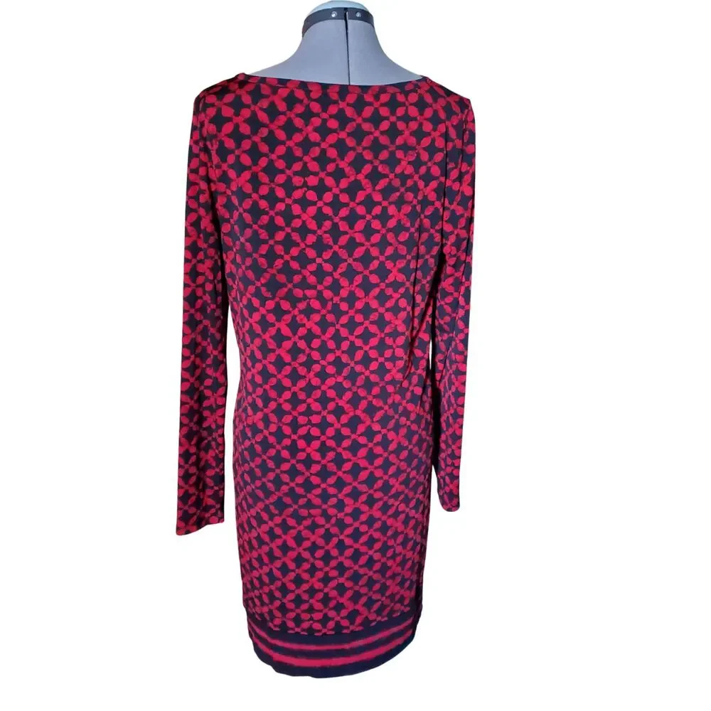 Michael Kors Geometric Red & Black Dress Women's Size L